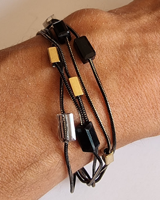 Pulsera negra abalorios