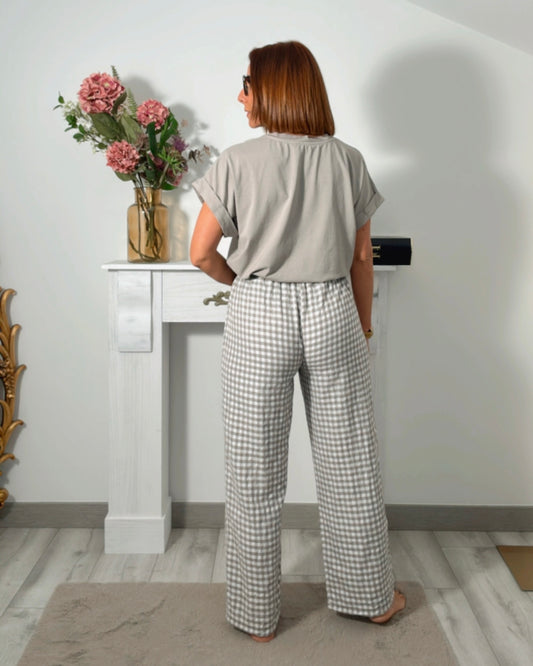 Pantalon pijama Vichy taupe