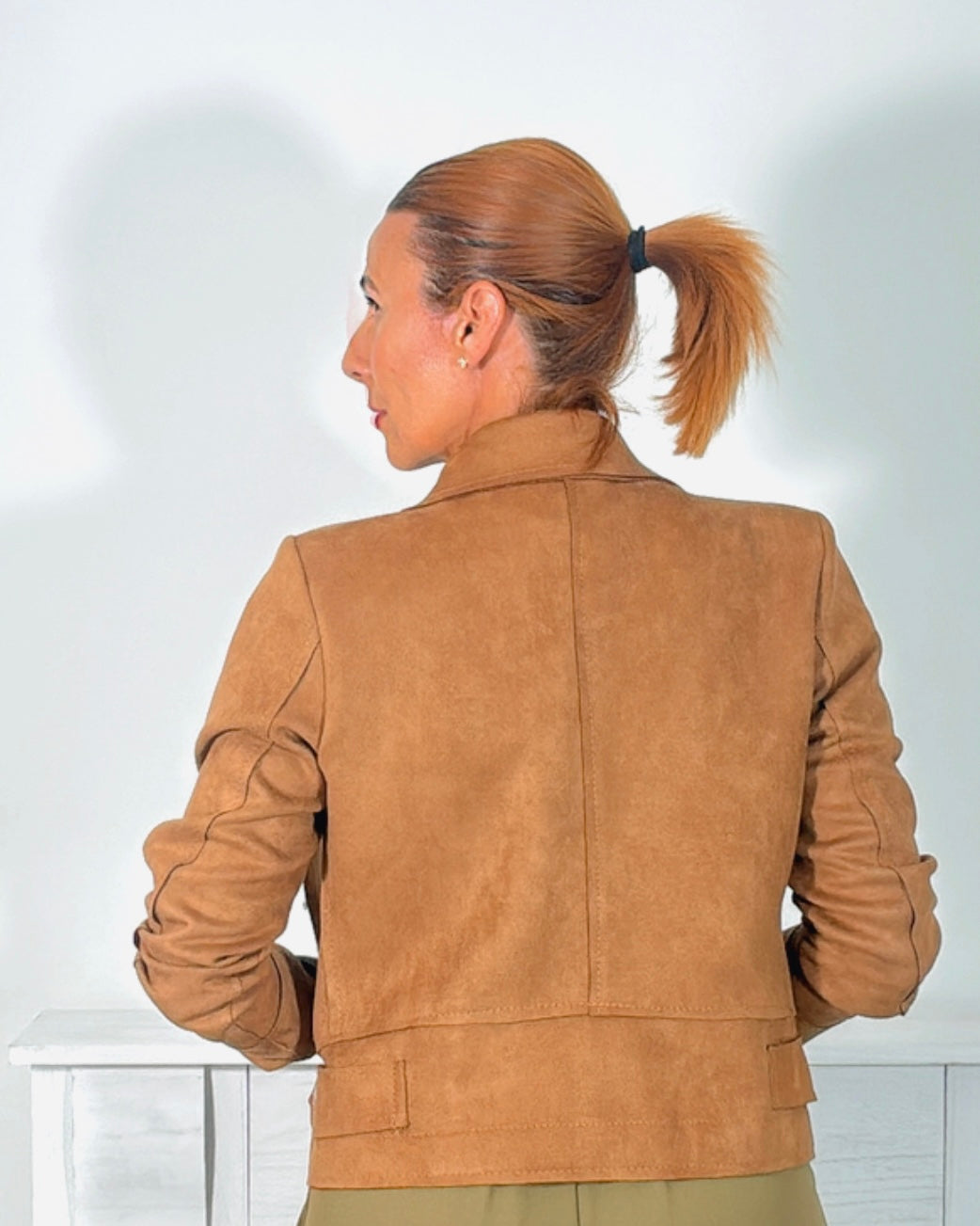 Chaqueta antelina camel