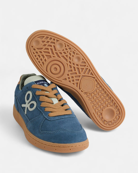 Zapatilla Silbon casual piel azul