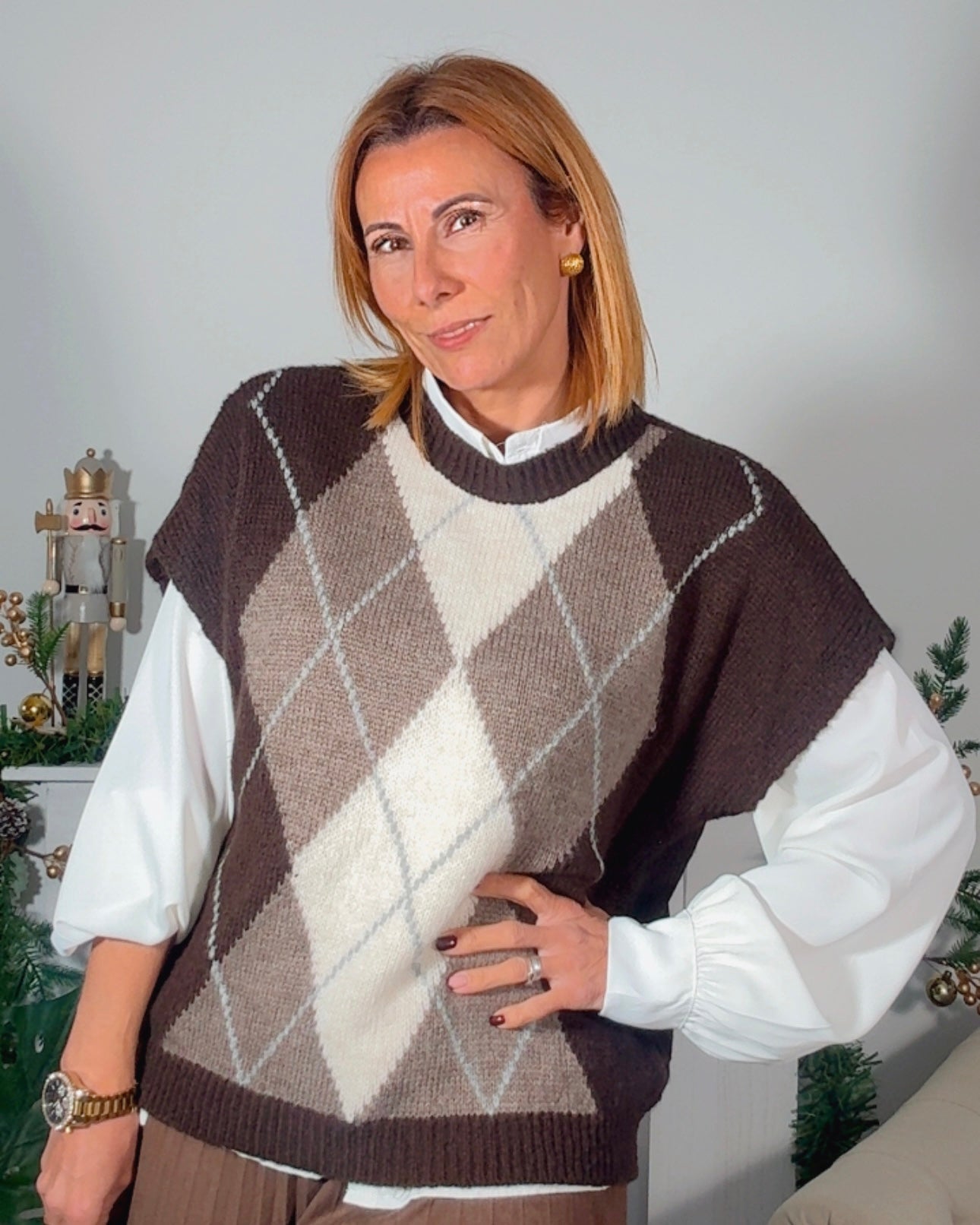 Chaleco rombos punto