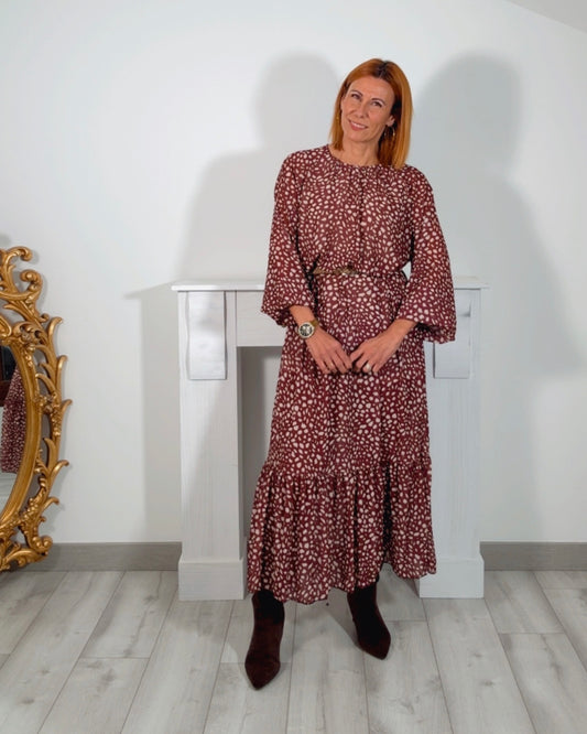 Vestido print Burdeos