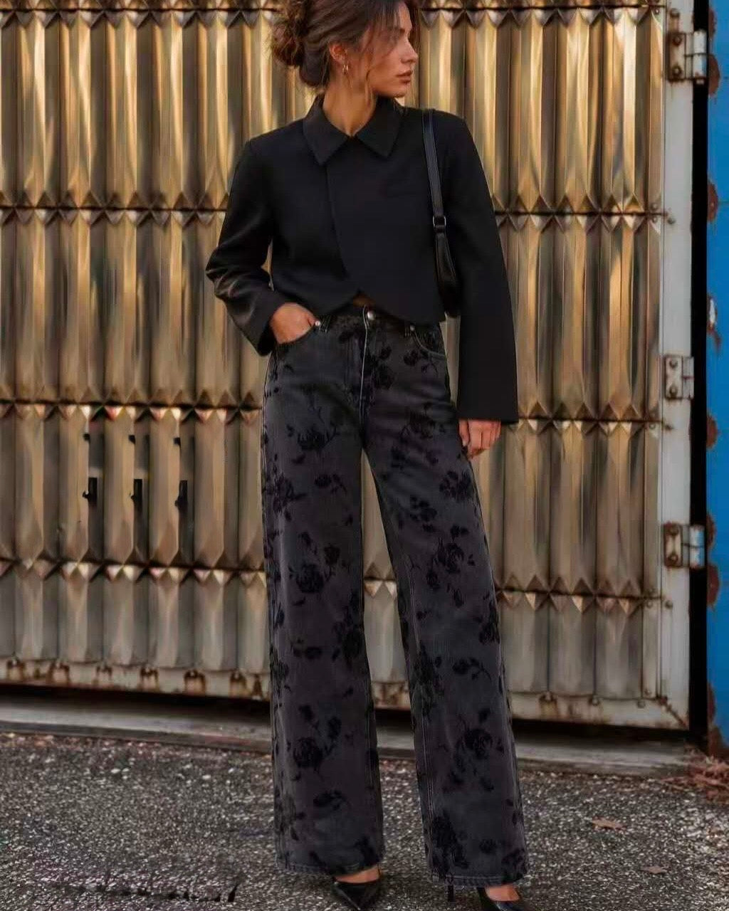 Jeans Wide Leg terciopelo