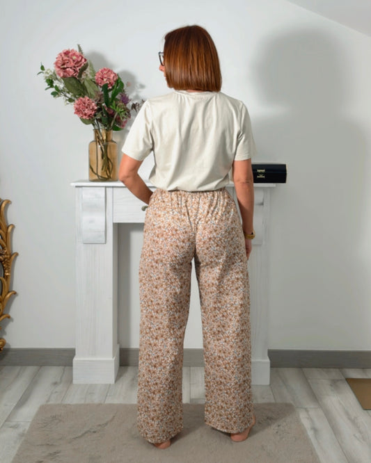Pantalon pijama flores camel