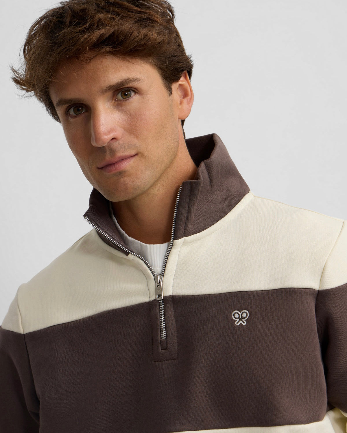 Sudadera Silbon cremallera raya chocolate