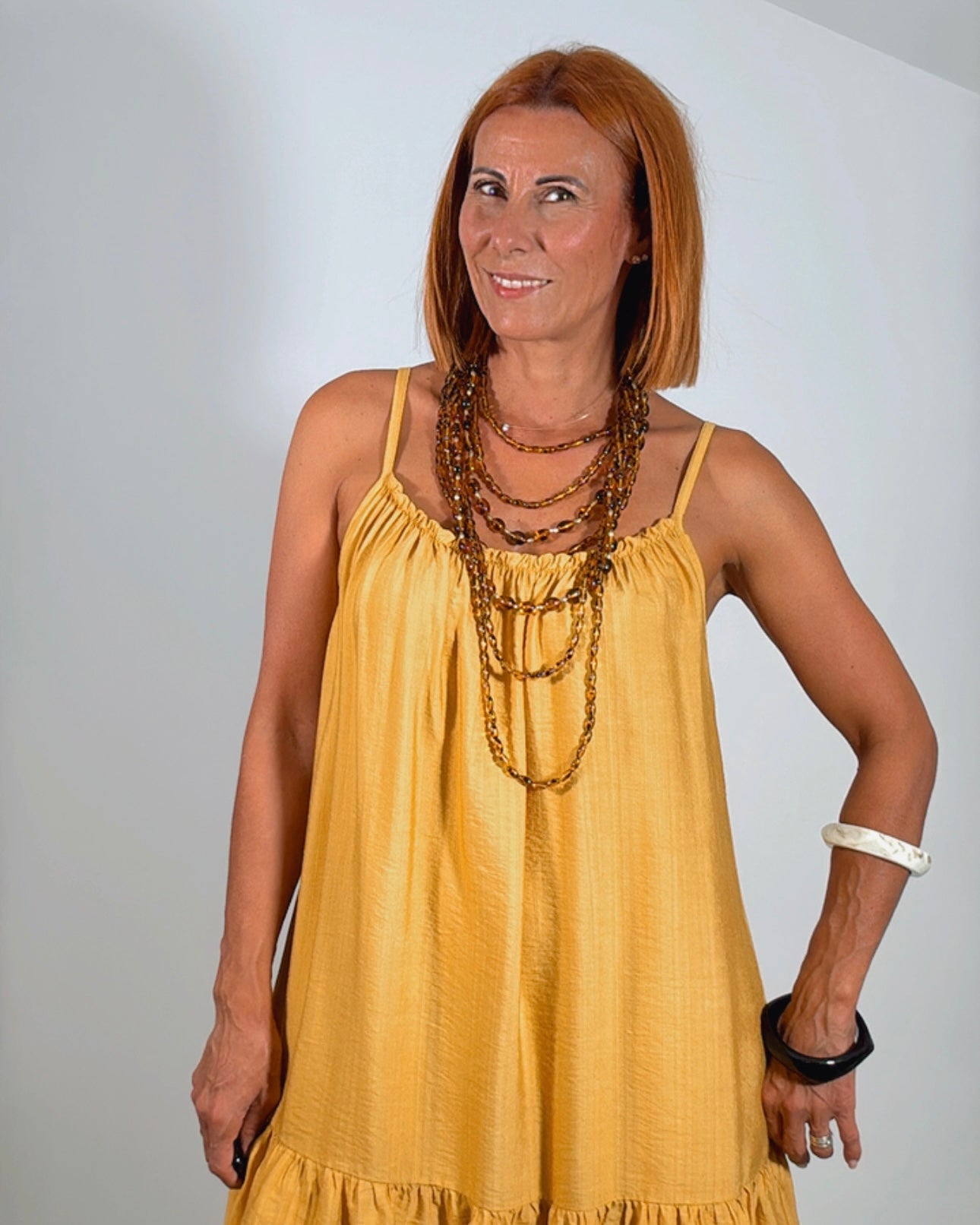 Vestido tirantes mostaza