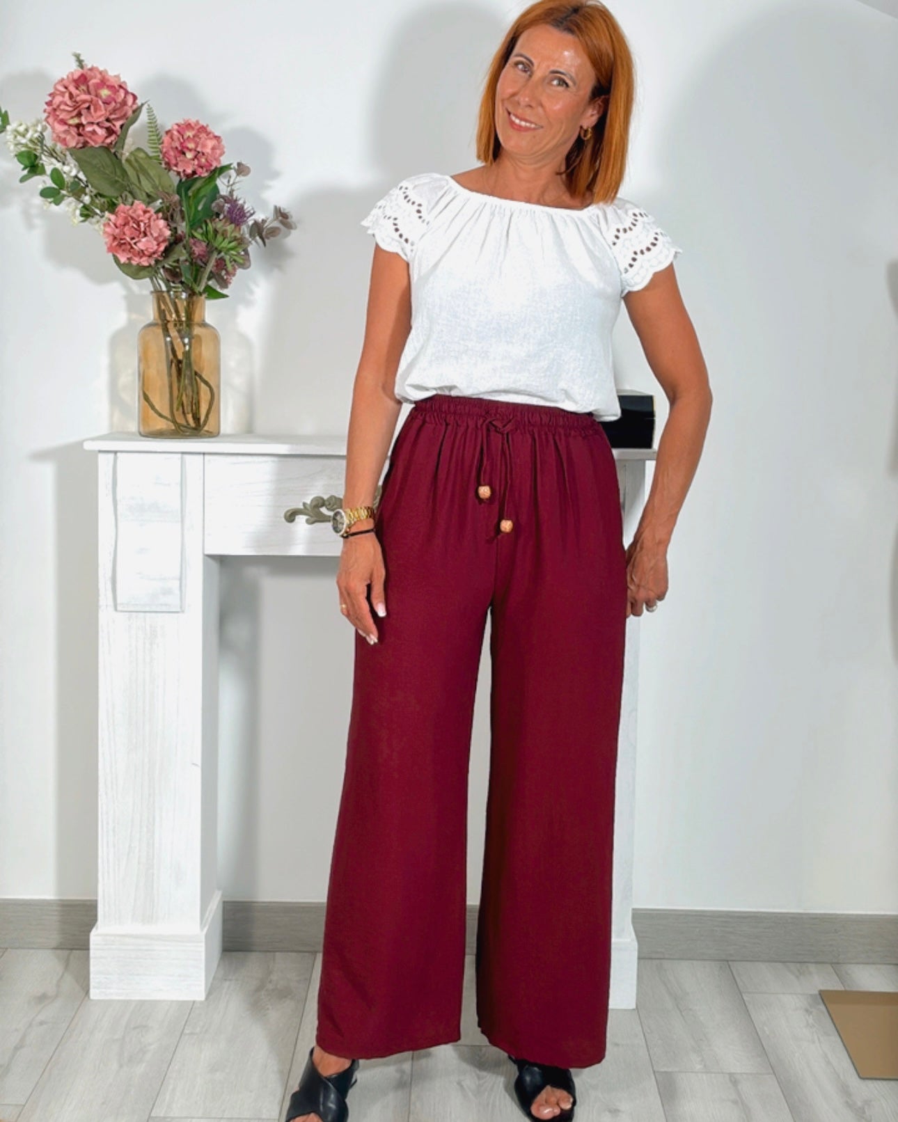Pantalon burdeos Sheila