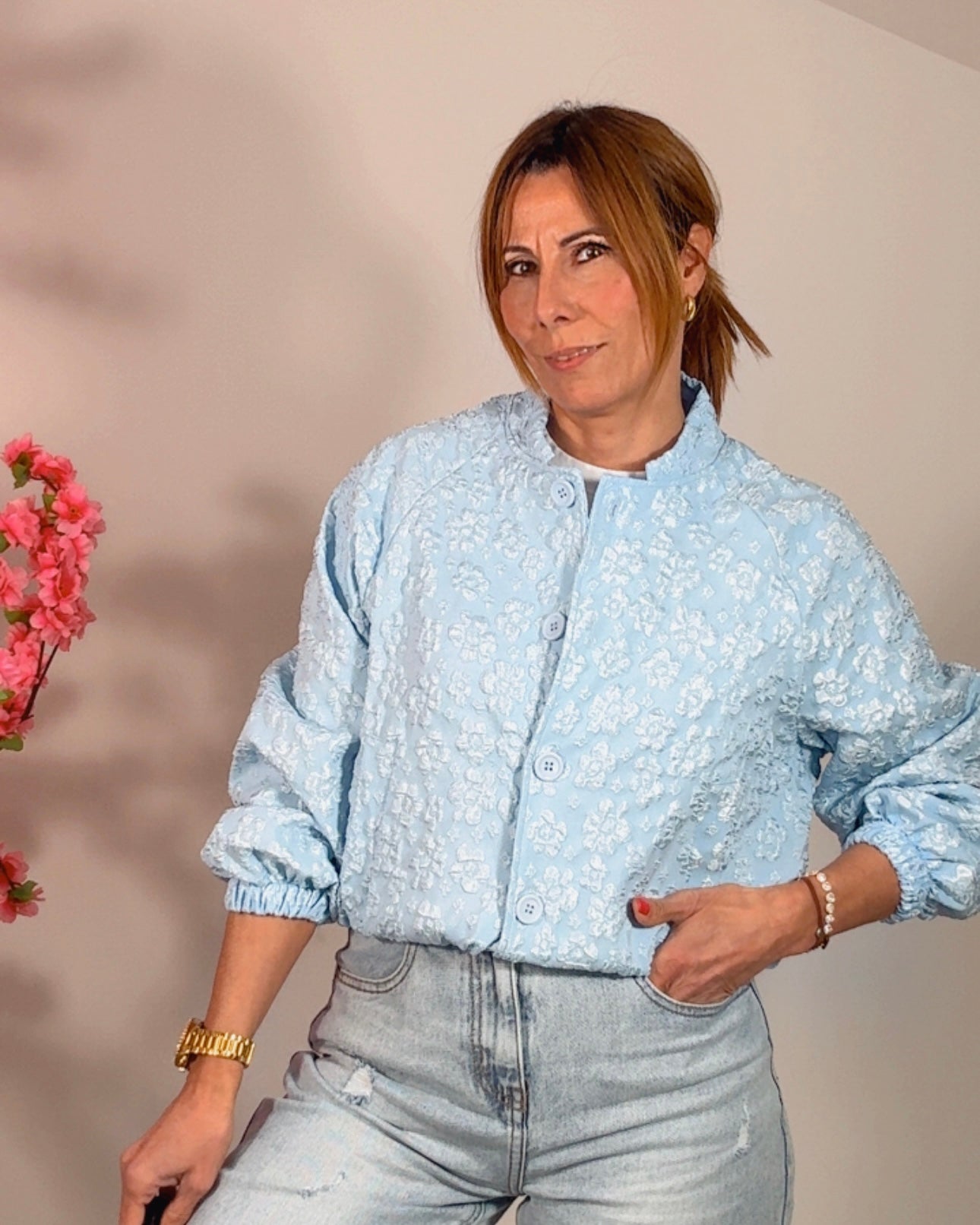 Bomber Pilar pastel celeste