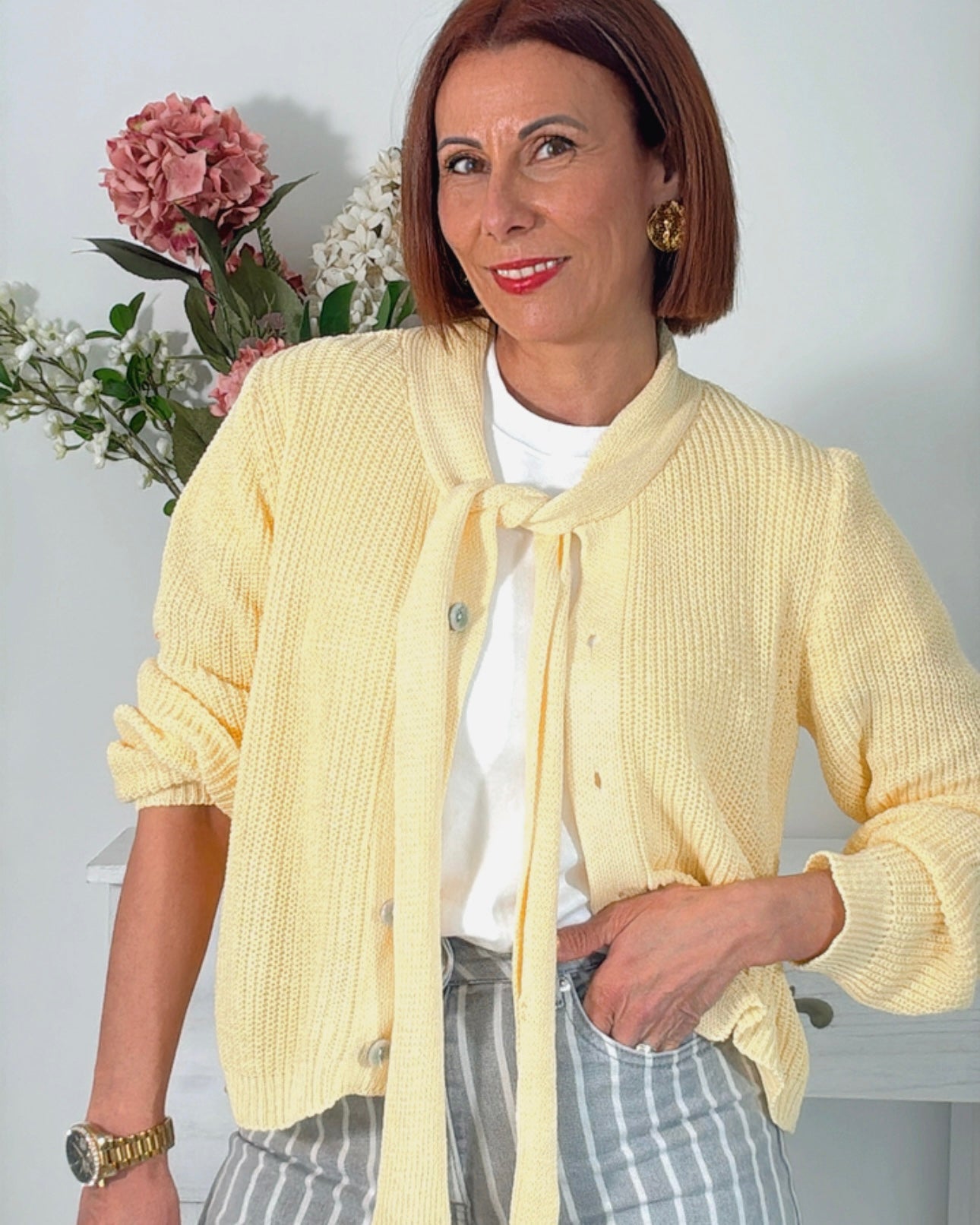 Chaqueta de punto amarilla