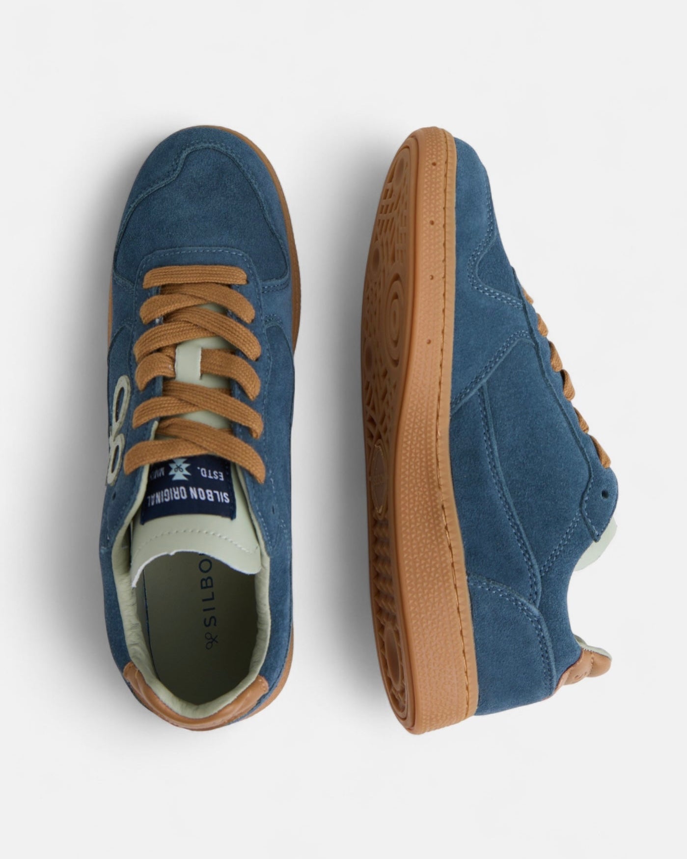 Zapatilla Silbon casual piel azul