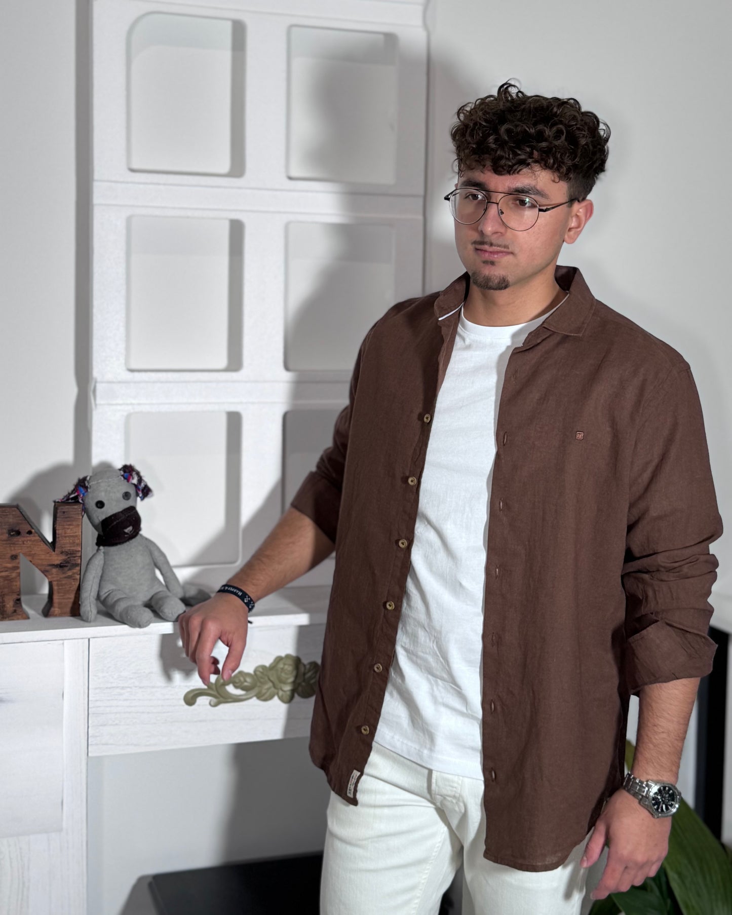 Camisa Lino chocolate Yellow Skin