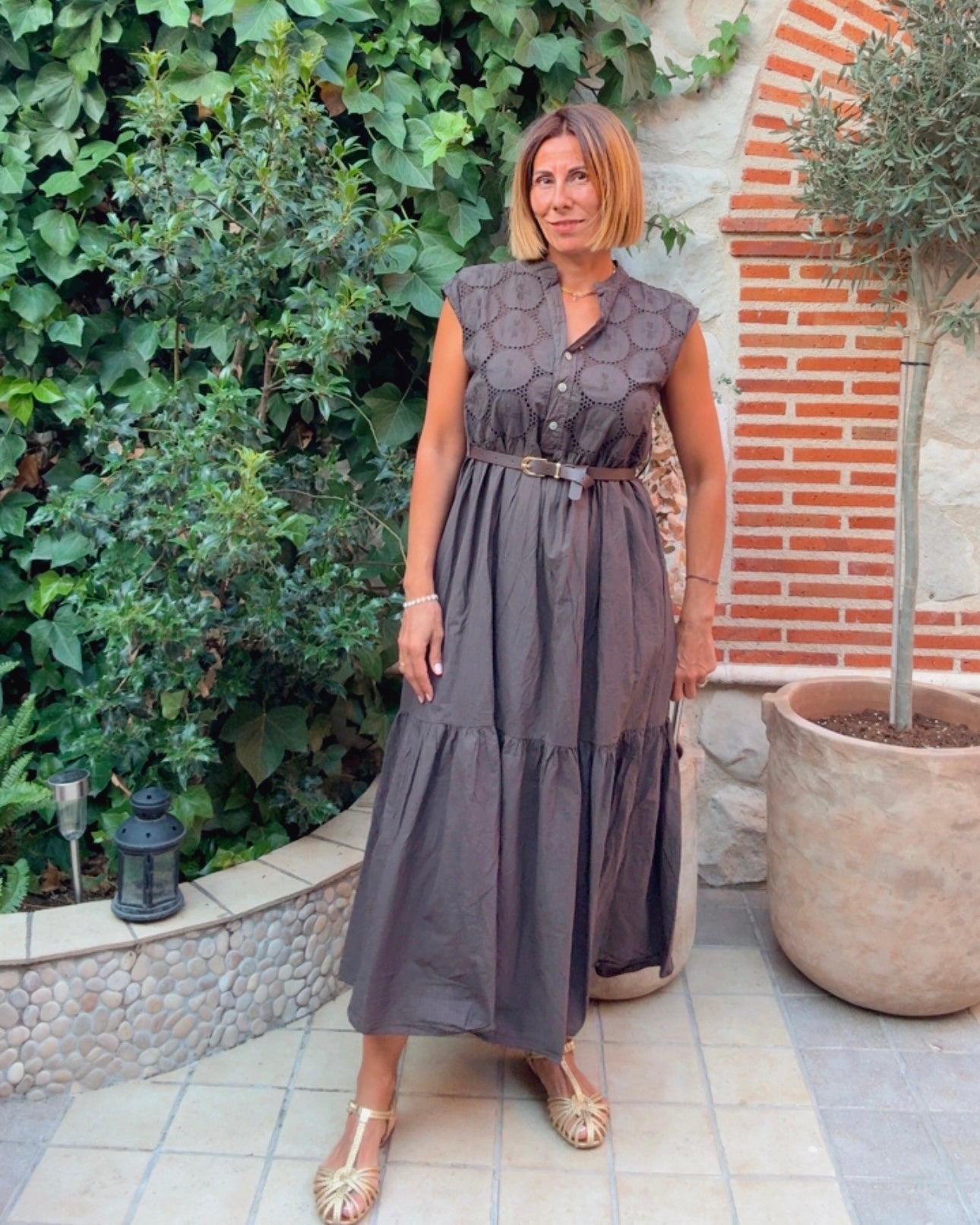 Vestido troquelado chocolate