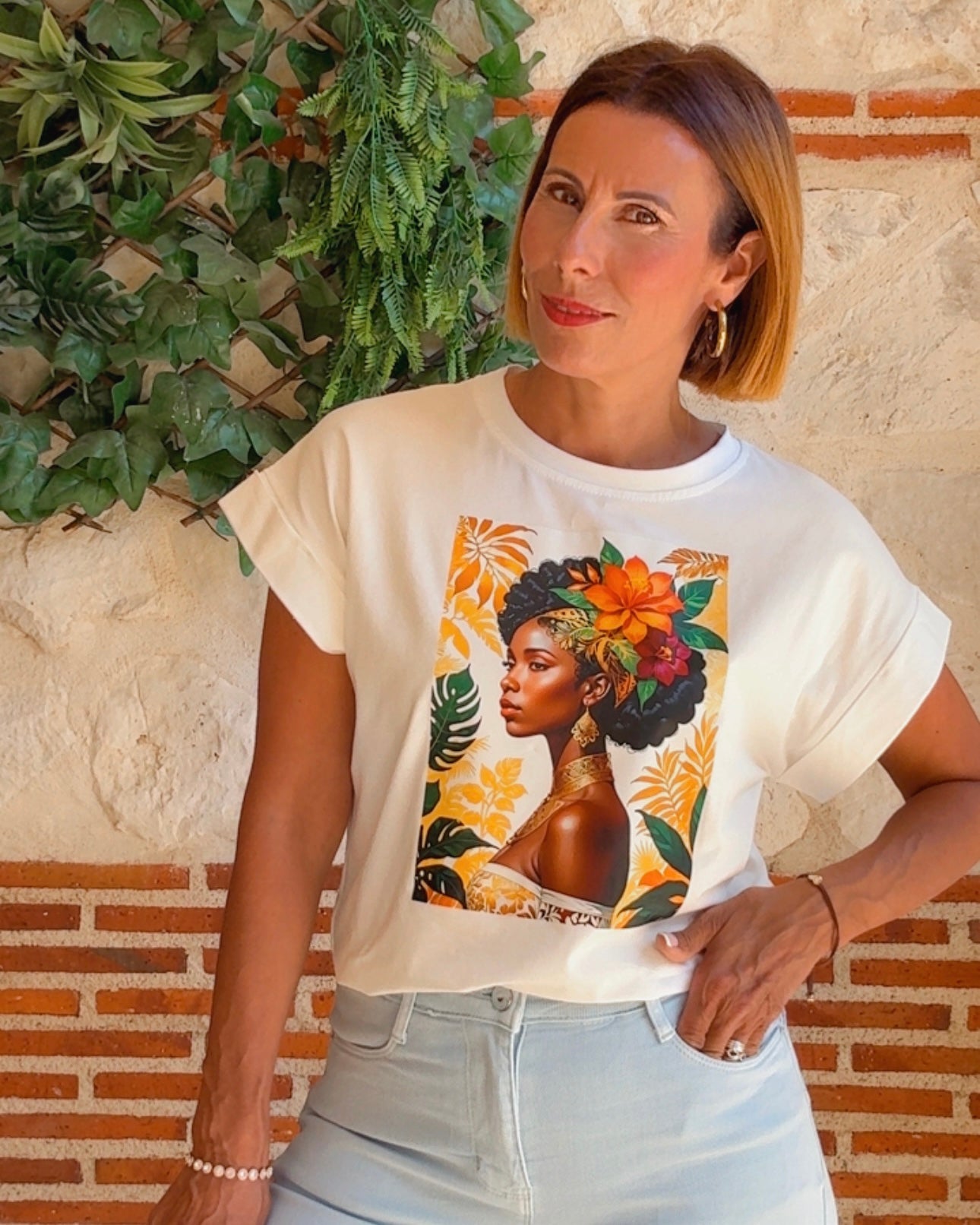 Camiseta Afro flowers