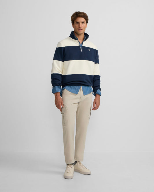 Sudadera Silbon cremallera raya marino