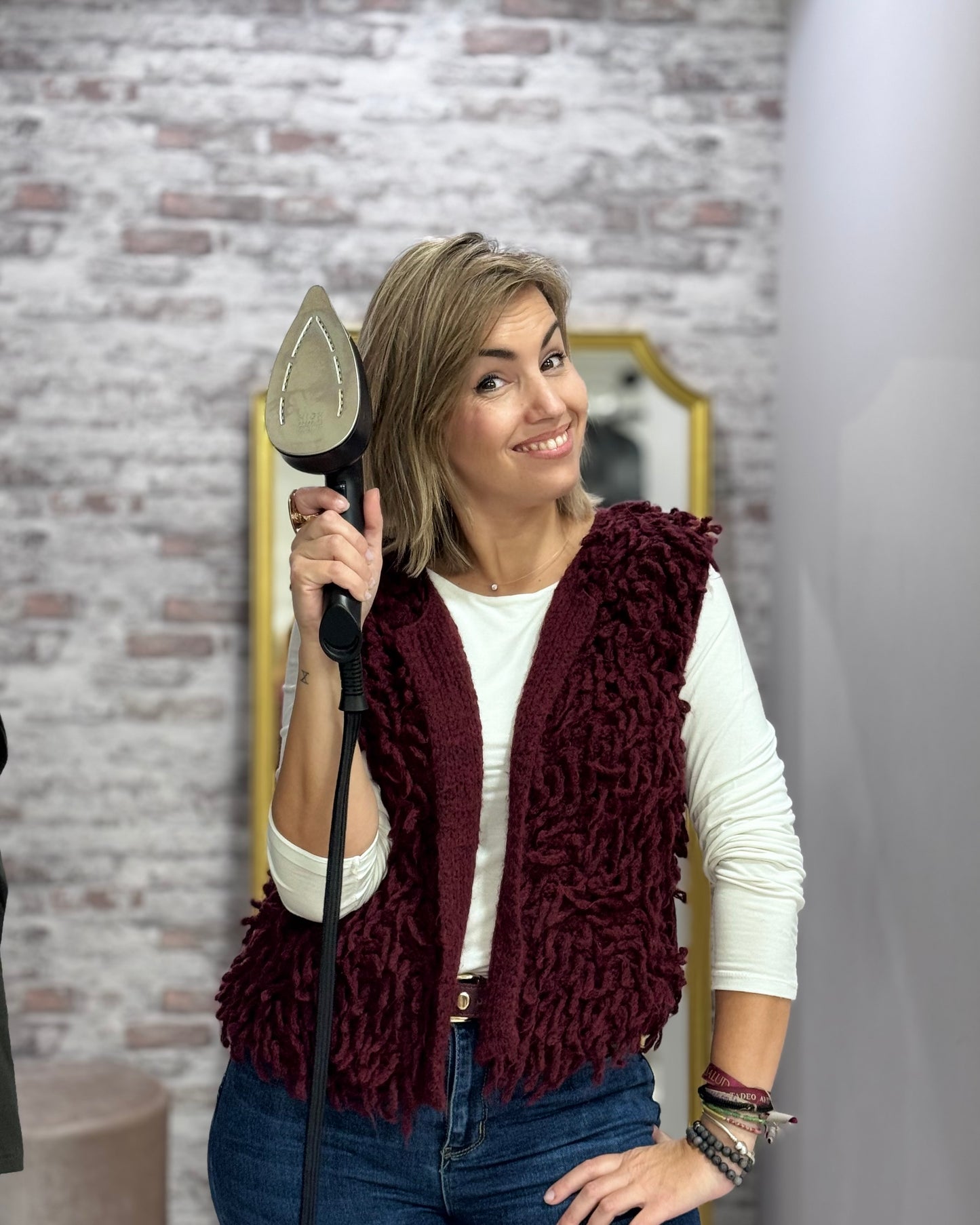 Chaleco lana burdeos