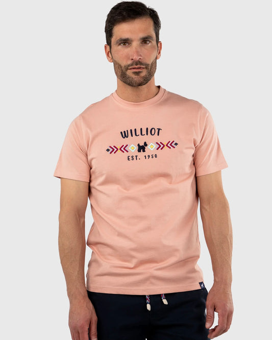 Camiseta Etnica coral suave bordada Williot