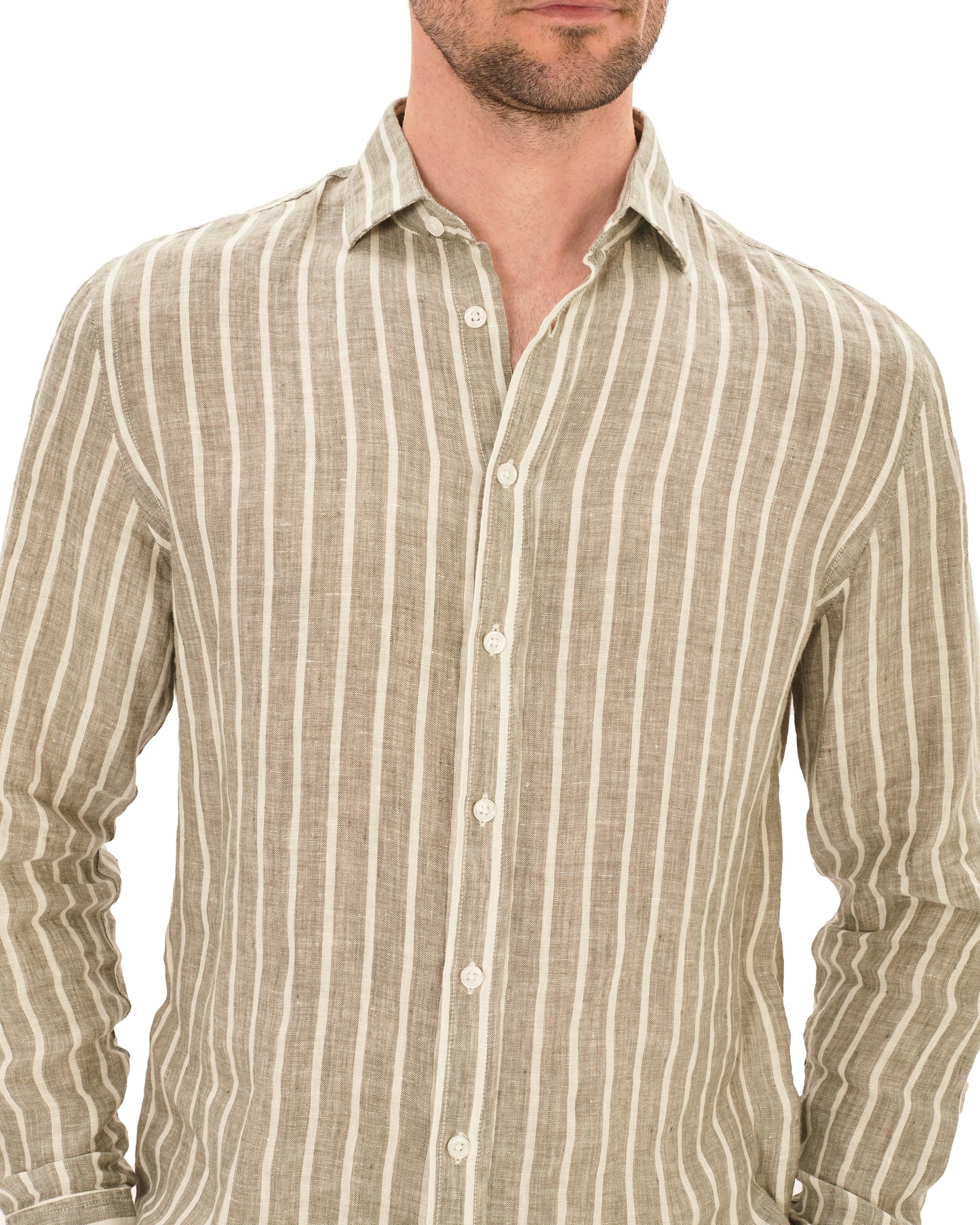 Camisa de lino rayas gris