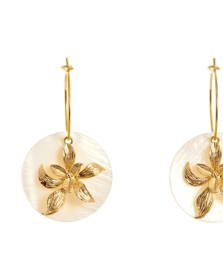 Pendiente aro y flor