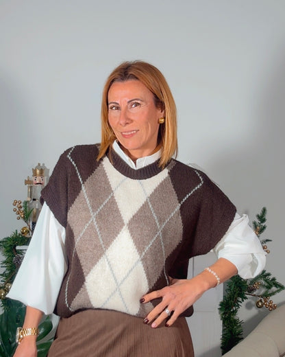 Chaleco rombos punto