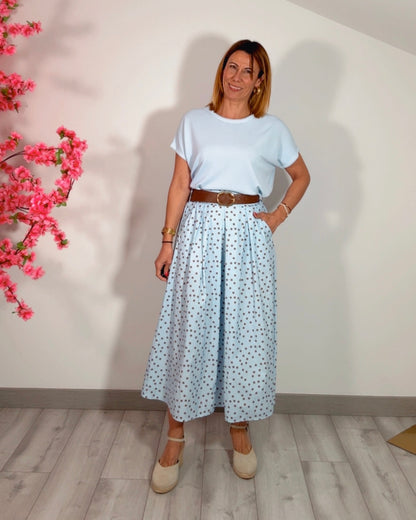 Falda lunares celeste