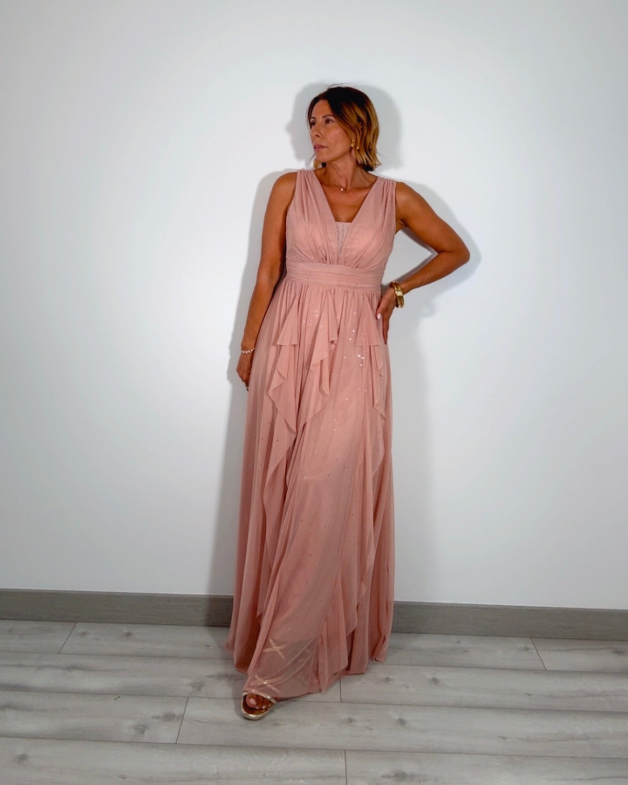 Vestido tul rosa palo