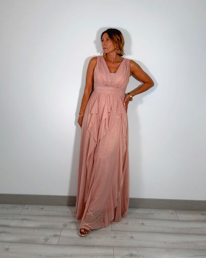 Vestido tul rosa palo