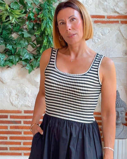 Vestido navy combinado