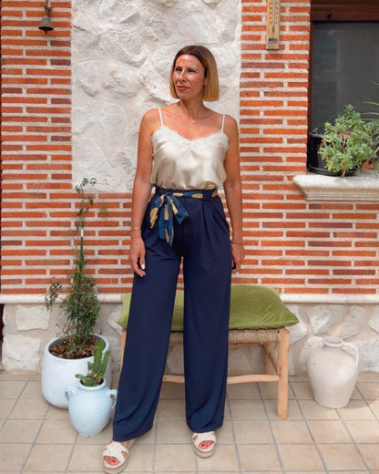Pantalón pinzas marino