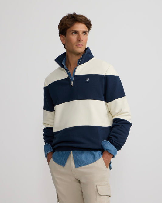 Sudadera Silbon cremallera raya marino