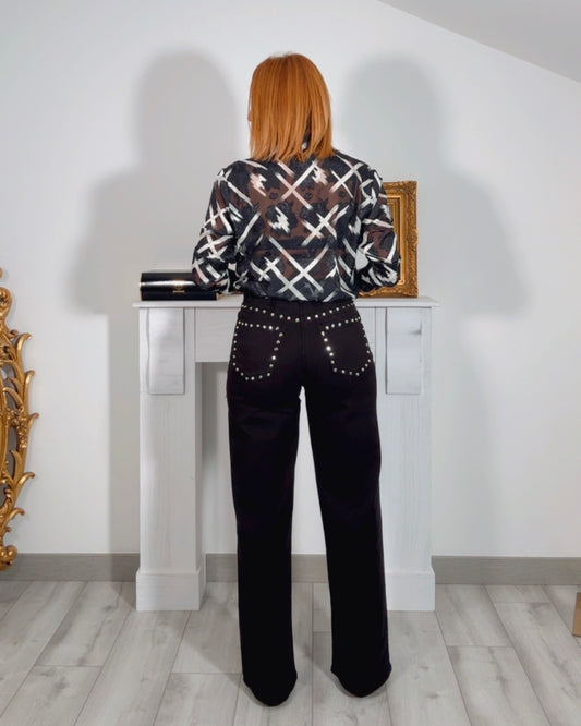 Jeans tachuelas negro