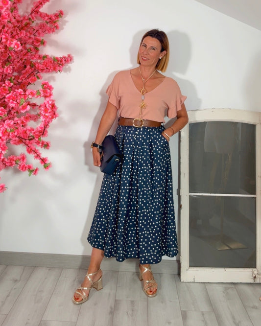 Falda topitos marino