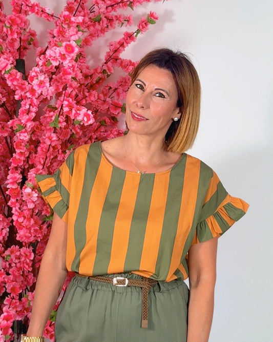Blusa rayas volante