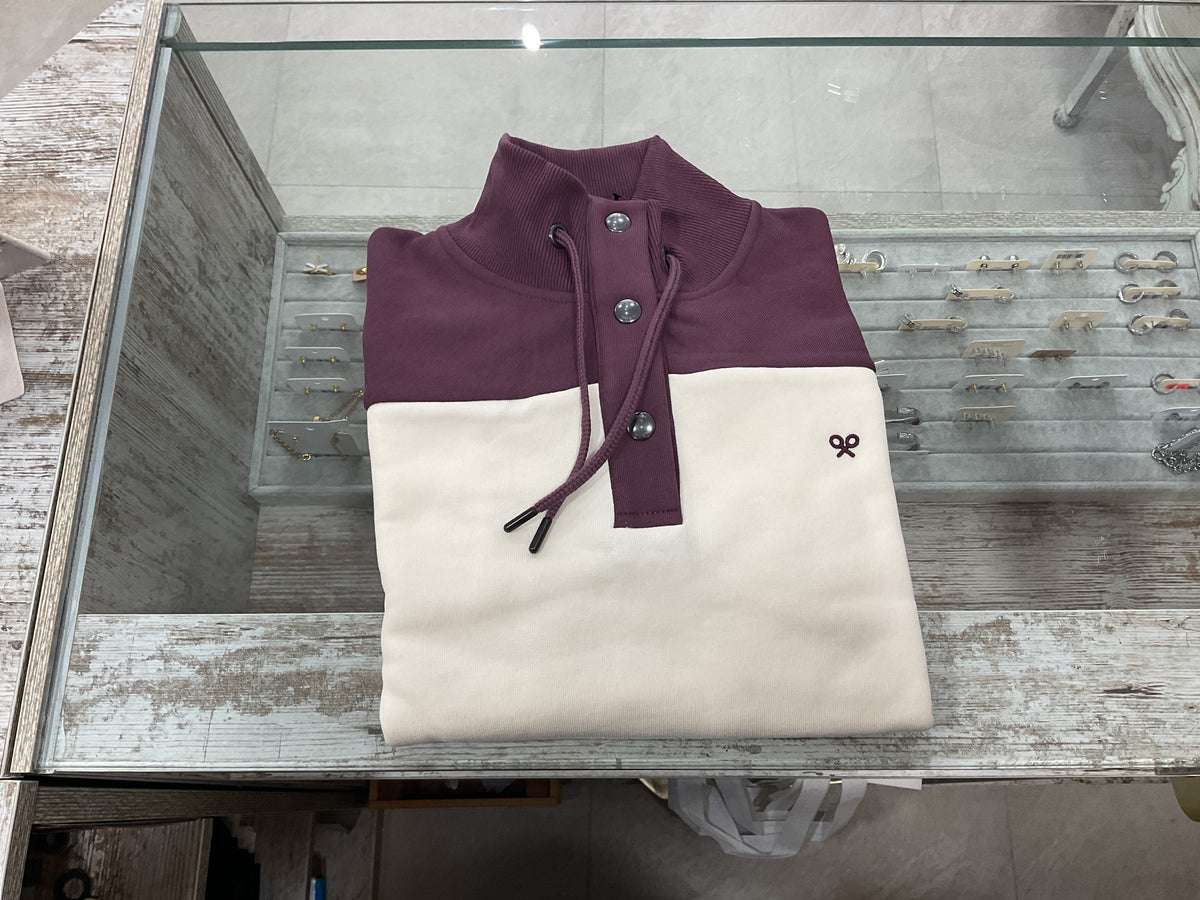 Sudadera Silbon botones burdeos/ rosa