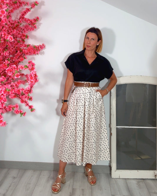 Falda topitos beige