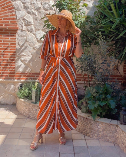 Vestido rayas manga caldera