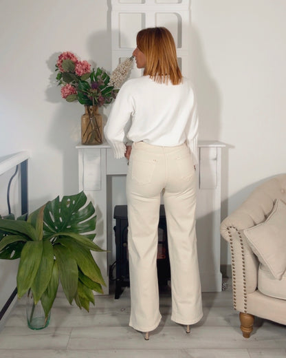 Jeans beige pañuelo