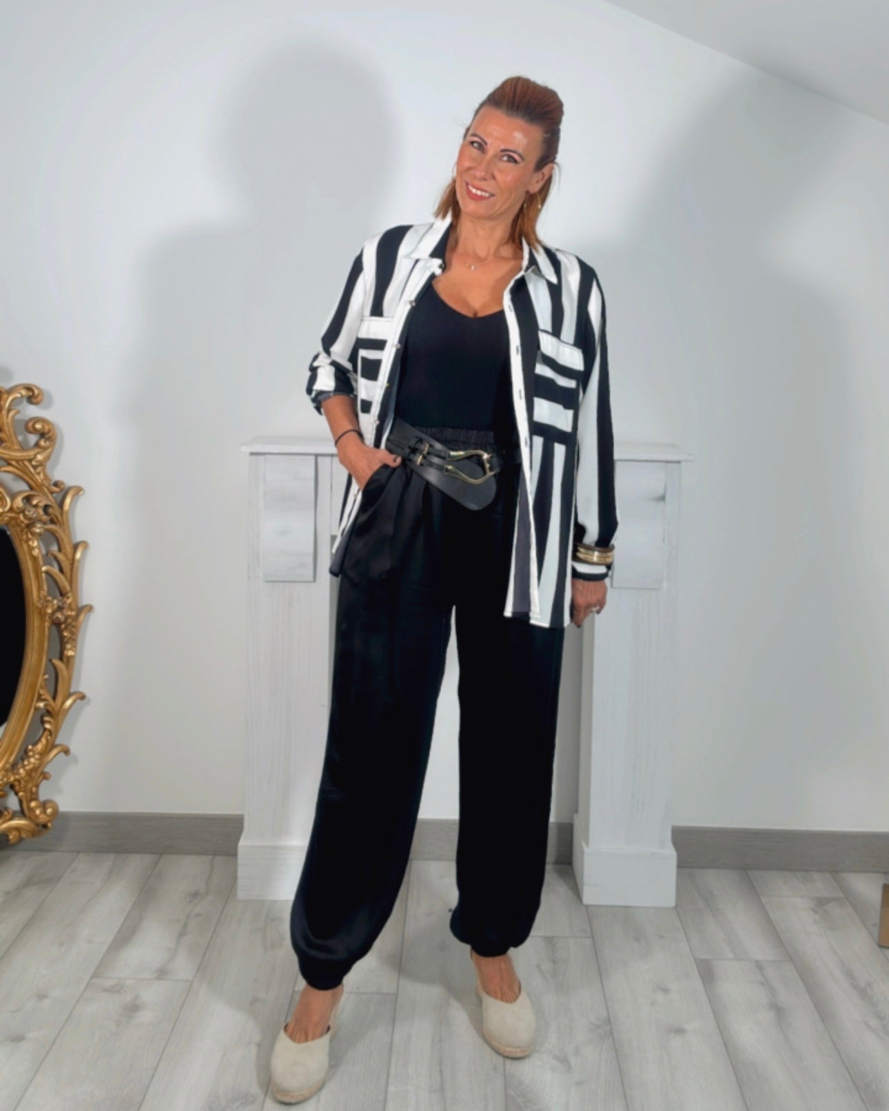 Pantalon bombacho satinado