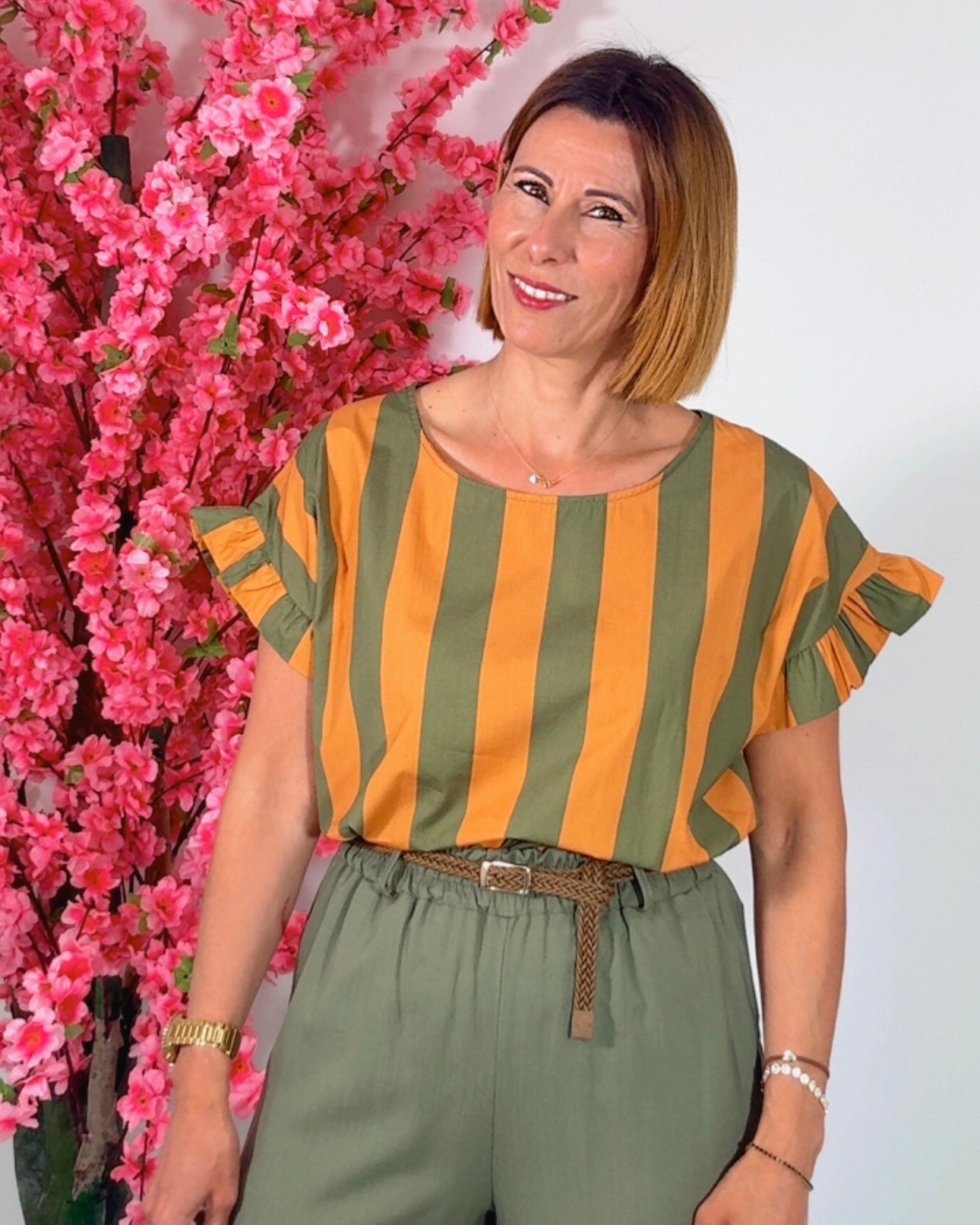 Blusa rayas volante