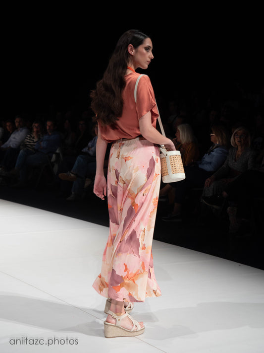 Falda satinada estampada