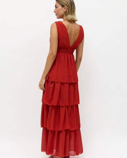Vestido Chiffon teja