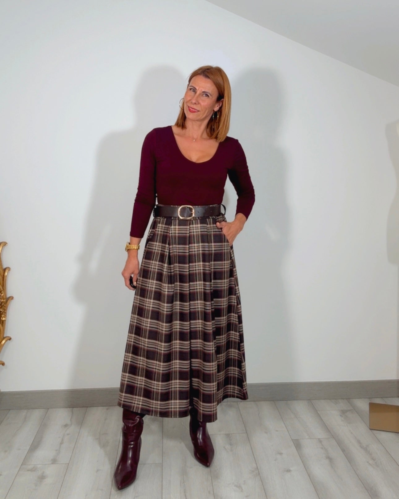 Falda cuadros cinturon