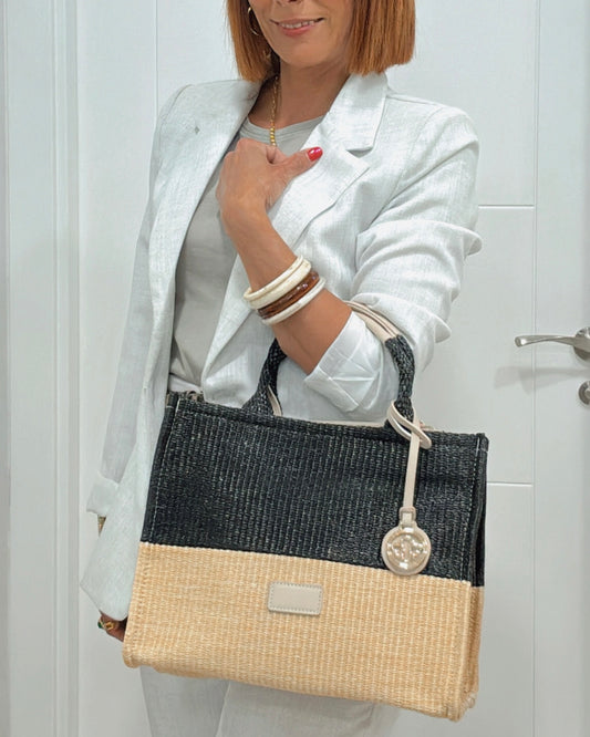 Bolso rafia combinado
