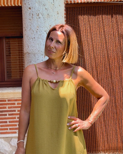 Vestido pistacho bolas