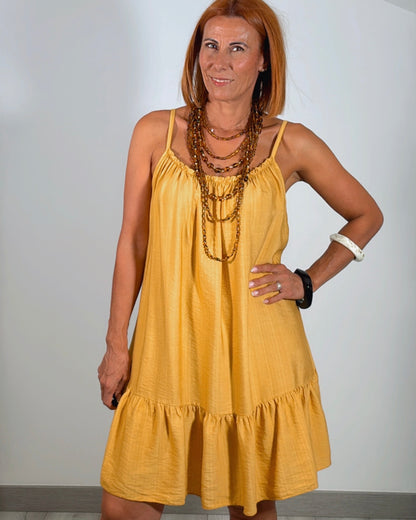 Vestido tirantes mostaza