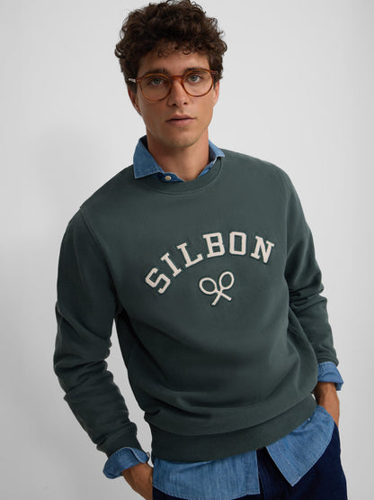 Sudadera Silbon raqueta pana verde oscuro
