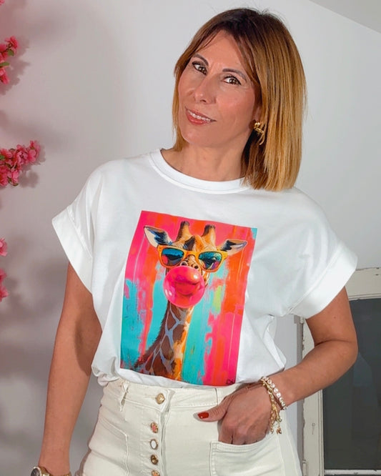 Camiseta jirafa gafas