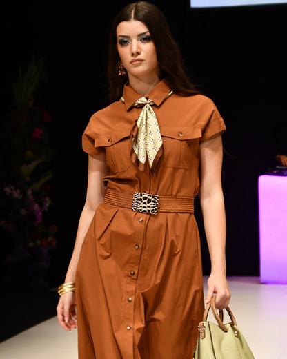 Vestido camisero Conchi tabaco