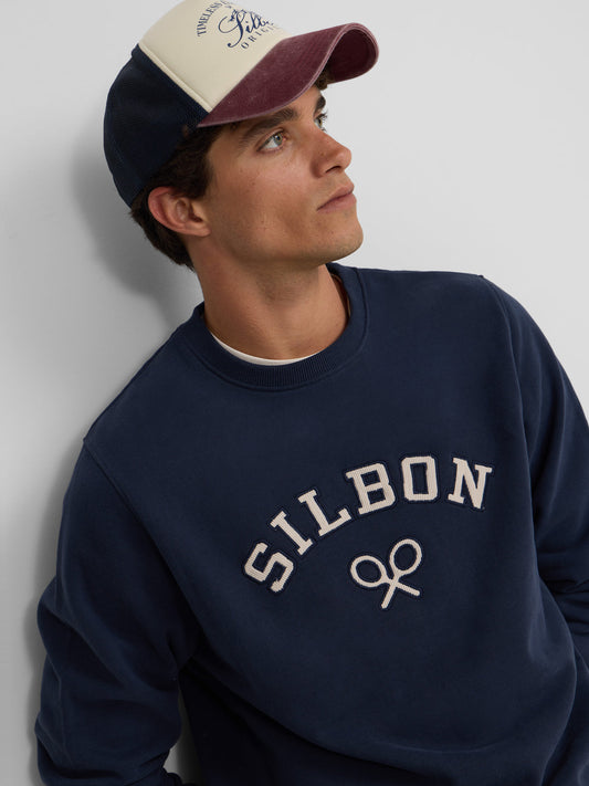 Sudadera Silbon raqueta pana azul marino
