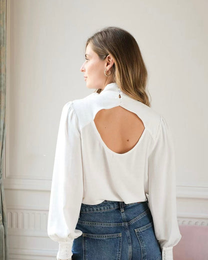 Blusa coquette blanca