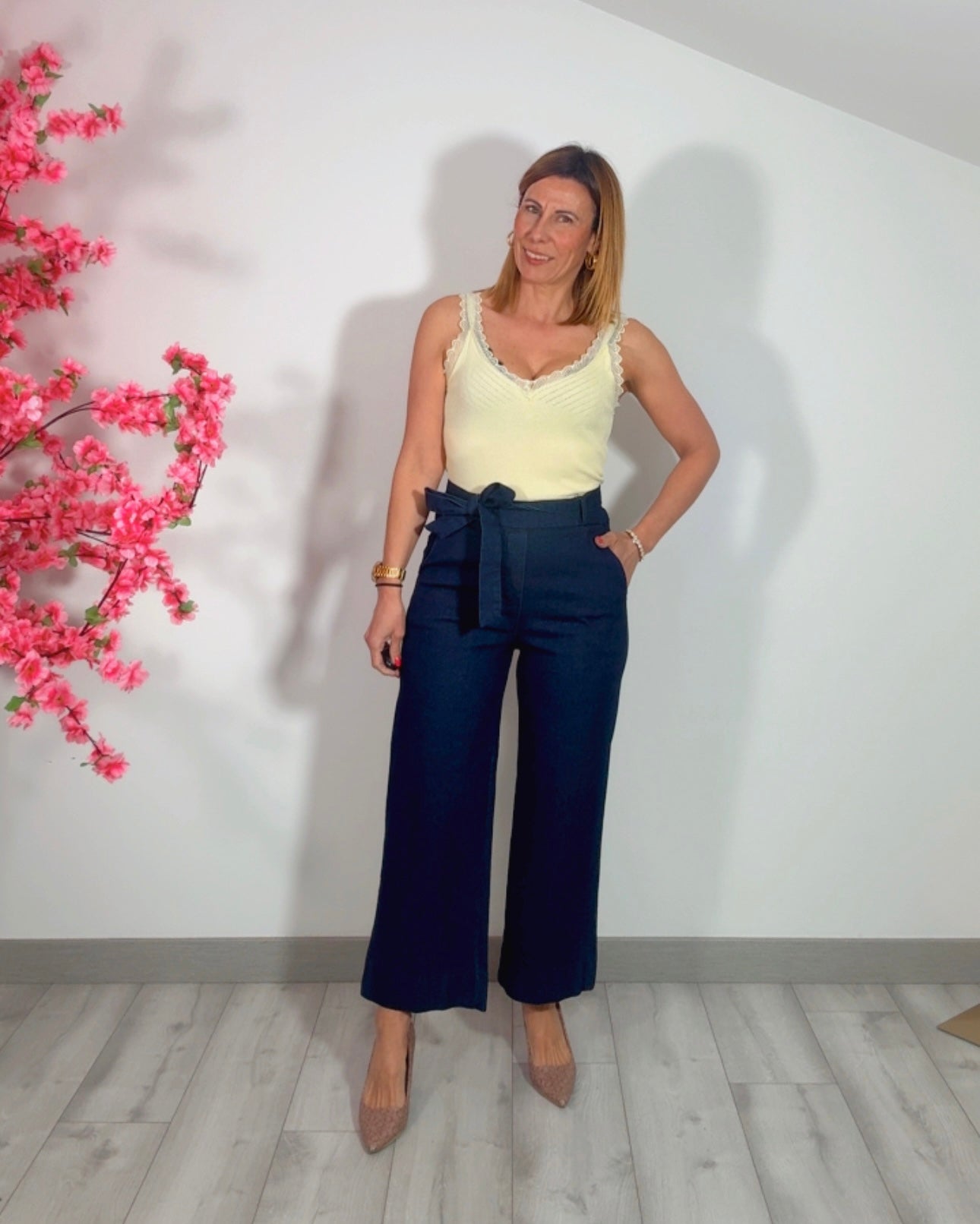 Pantalon tipo denim lazo